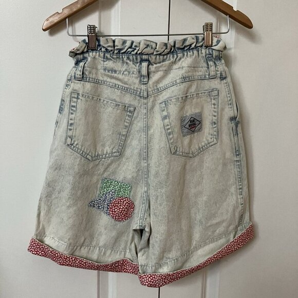 Vintage Rue Royal Shorts Womens 26 Acid Wash Patchwork Paperbag 90s High Rise - Picture 6 of 12